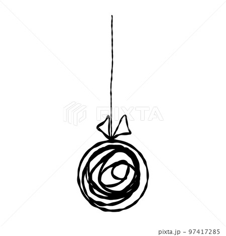 Christmas hand drawn ball. Doodle garland with holiday sketchy bauble Christmas hand drawn ball. Doodle garland with holiday sketchy bauble 97417285