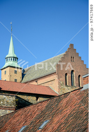 ノルウェーの首都オスロにあるアーケシュフース城の美しい風景 ノルウェーの首都オスロにあるアーケシュフース城の美しい風景 97417669