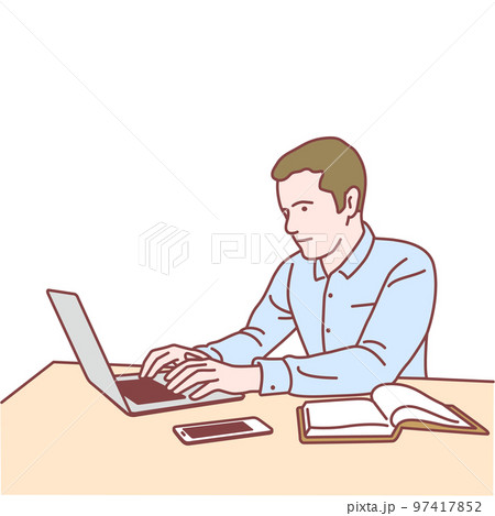 ノートパソコンで仕事をする男性 97417852