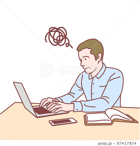 ノートパソコンで仕事をする男性 97417854