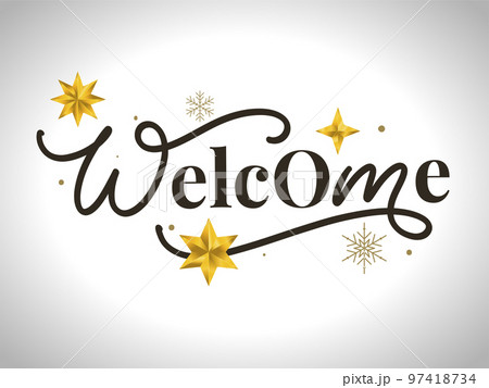 Welcome - lettering calligraphic inscription with smooth lines. 97418734