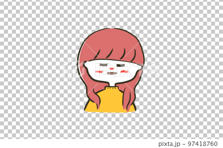 一個可愛的女孩的線條畫_長頭髮_害羞的插圖(彩色) 一個可愛的女孩的線條畫_長頭髮_害羞的插圖(彩色) 97418760