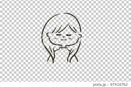 一個可愛的女孩的線條畫_長頭髮_害羞的插圖 2 一個可愛的女孩的線條畫_長頭髮_害羞的插圖 2 97418762