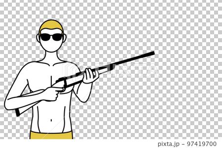 戴墨鏡手持步槍的內衣男士脫毛形象與男性審美 97419700