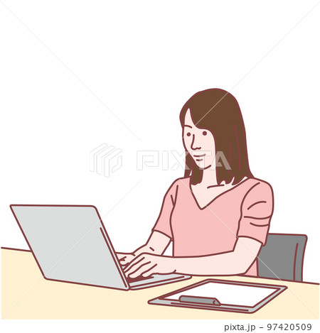 ノートパソコンで仕事をする女性 97420509