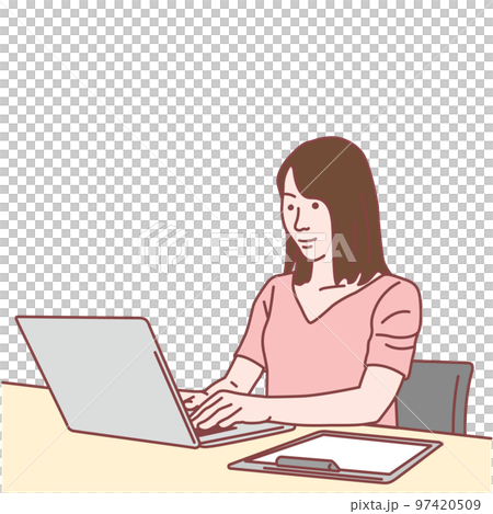 ノートパソコンで仕事をする女性 97420509