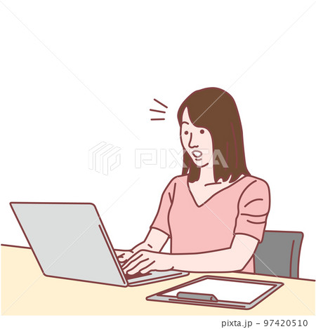 ノートパソコンで仕事をする女性 ノートパソコンで仕事をする女性 97420510
