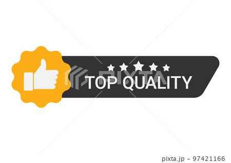 Top quality label with five stars and thumbs up Top quality label with five stars and thumbs up 97421166