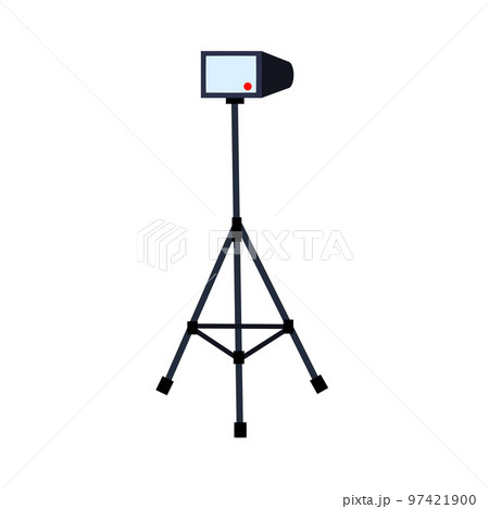 Video camera on tripod. Professional photography. Photo equipment Video camera on tripod. Professional photography. Photo equipment 97421900
