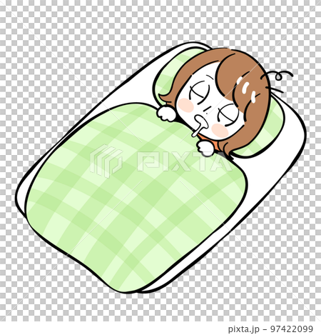 女性　布団　睡眠 97422099