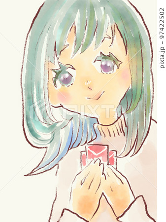 お年玉袋を持ったお姉さん 97422502