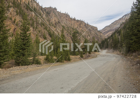 A rocky road to a distant mountain village A rocky road to a distant mountain village 97422728