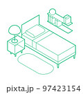 Isometric Bedroom Outline Illustration 97423154