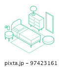 Isometric Bedroom Outline Illustration 97423161