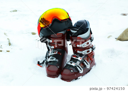Ski boots with ski mask and helmet outdoor Ski boots with ski mask and helmet outdoor 97424150