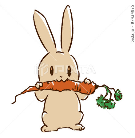 ニンジンをかじるうさぎのイラスト素材 [97424935] - PIXTA