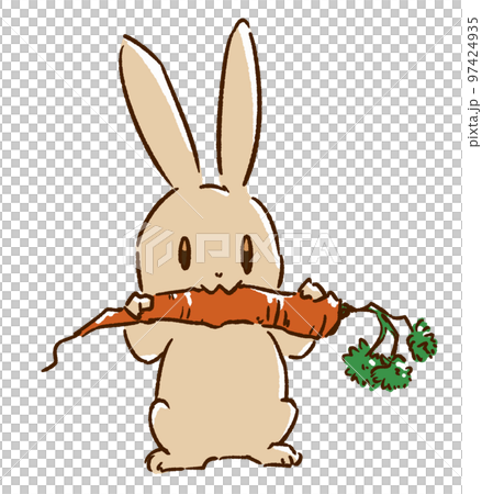 ニンジンをかじるうさぎのイラスト素材 [97424935] - PIXTA