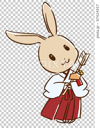 破魔矢を持つ巫女さんうさぎのイラスト素材 [97424937] - PIXTA