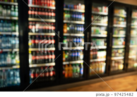 Supermarket convenience store refrigerators with different drinks Supermarket convenience store refrigerators with different drinks 97425482