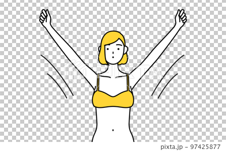 一個穿內衣的女人深呼吸,脫毛和美容院的形象 一個穿內衣的女人深呼吸,脫毛和美容院的形象 97425877