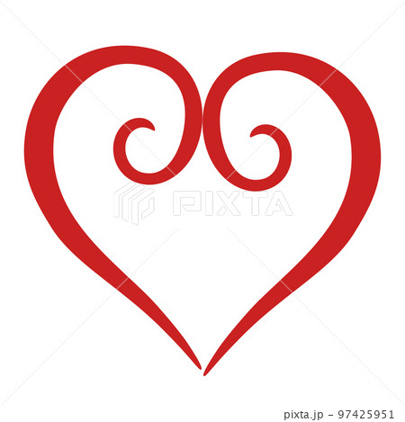 Heart and love. Heart for Valentine's day. Holiday of all lovers. Valentine's Day 2021. February 14. Red icon. Flat design. Vector hand draw illustration. 97425951