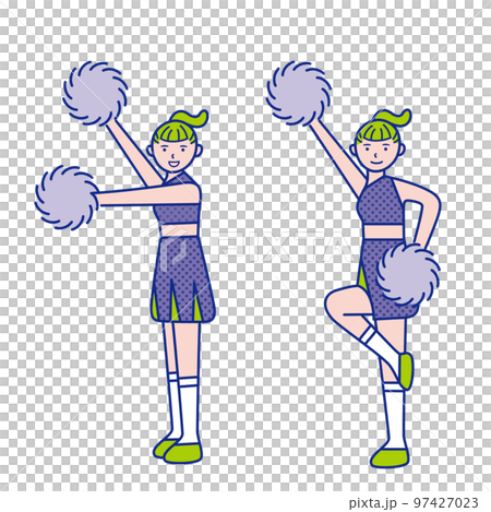 ポンポンを持ったチアガールのイラスト【セット】 97427023