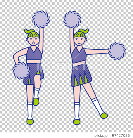 Illustration of a cheerleader with a pompon [set] 97427026