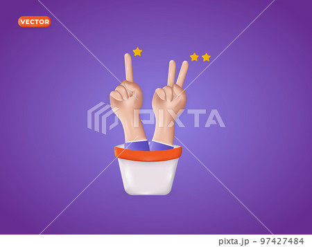 Two hands in the white jar with an ok button....のイラスト素材 [97427484] - PIXTA