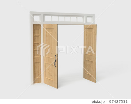 開いた両開きドア 97427551
