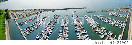 Aerial panorama of the Bronte Marina in Oakville, Ontario, Canada Aerial panorama of the Bronte Marina in Oakville, Ontario, Canada 97427905