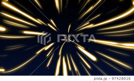 Line shape Neon golden Light dark blue sky Simple. Cyber Futuristic Speed zoom Motion graphic. Backdrop beam blur Flare.Abstract Light fast night Background. Modern Glow color magic 97428016