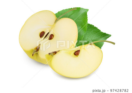 yellow apple half isolated on white background with full depth of field yellow apple half isolated on white background with full depth of field 97428782