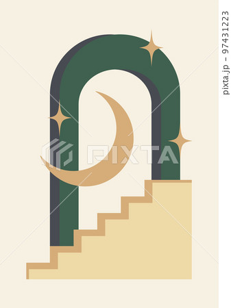 Modern middle east aesthetic illustration. Architecture wall decor. Modern middle east aesthetic illustration. Architecture wall decor. 97431223