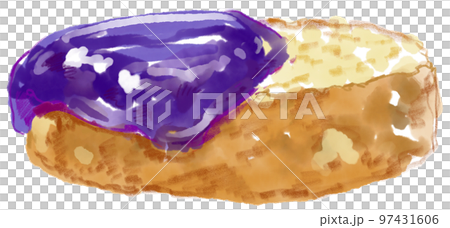 紫のジャムの塗られたバケットの水彩イラスト 紫のジャムの塗られたバケットの水彩イラスト 97431606