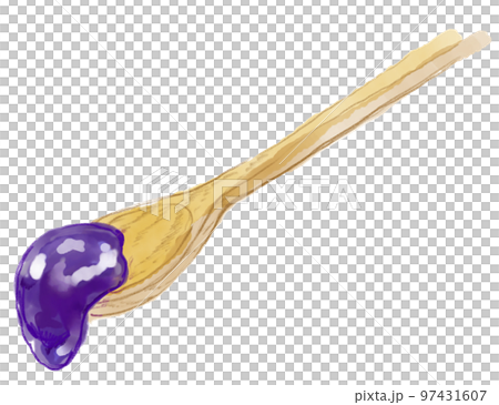 紫のジャムをすくったスプーンの水彩イラスト 紫のジャムをすくったスプーンの水彩イラスト 97431607