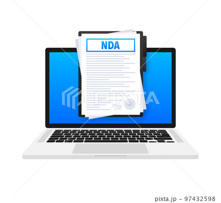 NDA - Non disclosure agreement Document on laptop screen, contract. Privacy, Agreement document. NDA - Non disclosure agreement Document on laptop screen, contract. Privacy, Agreement document. 97432598
