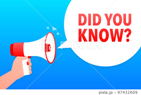 Did You Know Announcement Megaphone Label. Loudspeaker speech bubble. Did You Know Announcement Megaphone Label. Loudspeaker speech bubble. 97432609