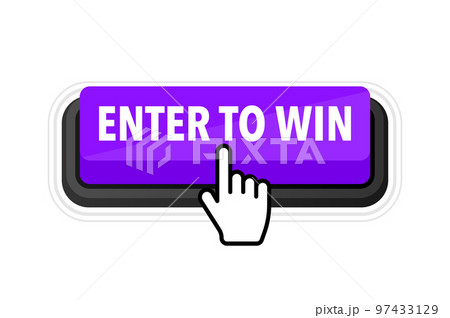Enter to win button with cursor. Pointer click. Vector web button. 97433129