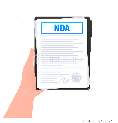 NDA - Non disclosure agreement Document in the hand, contract. Privacy, Agreement document. NDA - Non disclosure agreement Document in the hand, contract. Privacy, Agreement document. 97433241
