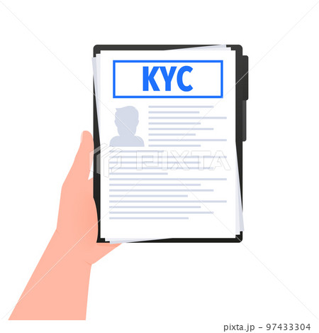 KYC - know your customer Document, verifying the identity in the hand 97433304