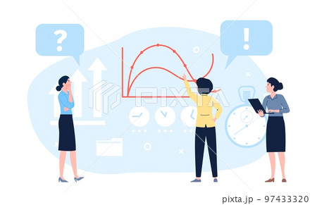 Female accounting or finance project. Women and graphs, businesswoman team working about start up. Flat financial vector concept Female accounting or finance project. Women and graphs, businesswoman team working about start up. Flat financial vector concept 97433320