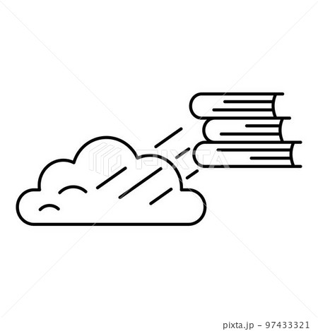 Book cloud transfer icon. Outline illustration of book cloud transfer vector icon for web design isolated on white background Book cloud transfer icon. Outline illustration of book cloud transfer vector icon for web design isolated on white background 97433321