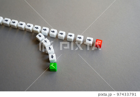 Finish in time. Fix profits, losses. To summarize. Deviate from the path and successfully complete the goal. Exit promptly. Run away before failure. Crisis forecast, come out with a profit at the top. 97433791