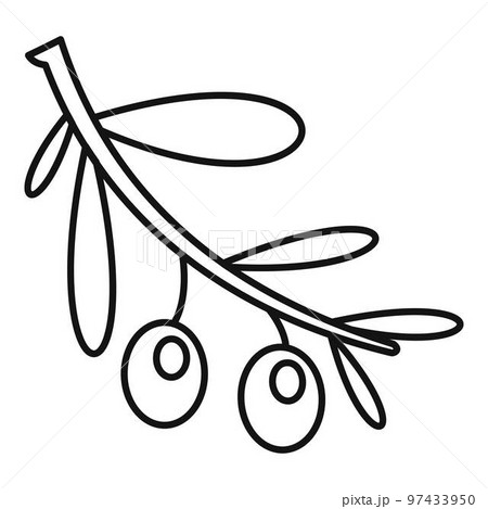 Branch olives icon. Outline illustration of branch olives vector icon for web design isolated on white background Branch olives icon. Outline illustration of branch olives vector icon for web design isolated on white background 97433950