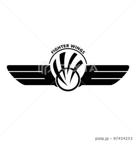 Fighter wings logo. Simple illustration of fighter wings vector logo for web design isolated on white background Fighter wings logo. Simple illustration of fighter wings vector logo for web design isolated on white background 97434253
