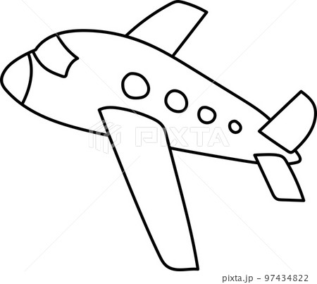vector illustration of a black outline of an airplane on a white background vector illustration of a black outline of an airplane on a white background 97434822