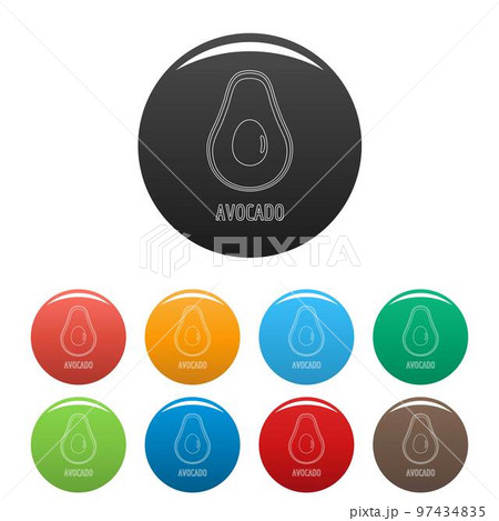 Avocado icon. Outline illustration of avocado vector icons set color isolated on white Avocado icon. Outline illustration of avocado vector icons set color isolated on white 97434835