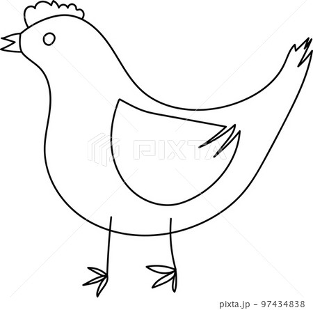 vector illustration of a black outline chicken vector illustration of a black outline chicken 97434838