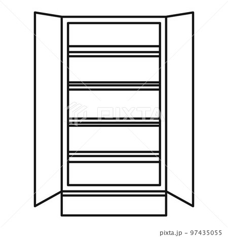 Open glass fridge icon. Outline illustration of open glass fridge vector icon for web design isolated on white background Open glass fridge icon. Outline illustration of open glass fridge vector icon for web design isolated on white background 97435055