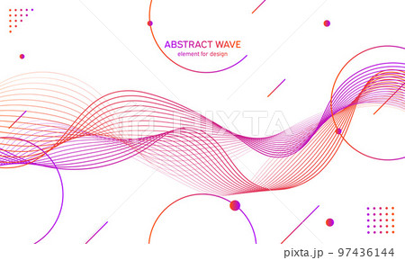 Abstract colorfull wave element for design. Digital frequency track equalizer. Stylized line art background.Vector illustration.Wave with dots created using blend tool.Curved wavy line, smooth stripe Abstract colorfull wave element for design. Digital frequency track equalizer. Stylized line art background.Vector illustration.Wave with dots created using blend tool.Curved wavy line, smooth stripe 97436144